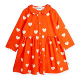 Mini Rodini Hearts Woven l/s Dress ~ Bright Red