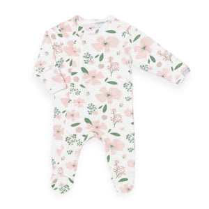 Coccoli Cotton Modal Zipper Footie ~ Cream Floral