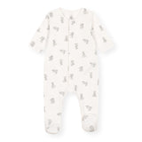 Petit Bateau Front Snap Bunny Print Footie ~ White/Grey