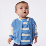 Petit Bateau Baby Varsity Jacket ~ Blue/Cream