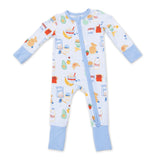 Angel Dear 2 Way Zipper Convertible Romper ~ Breakfast Club Blue