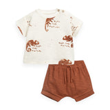 Play Up Baby Printed Tee & Slouch Shorts Set ~ Iguanas/Rust