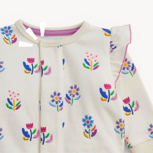 Magnetic Me French Terry Romper ~ Ivory Floral