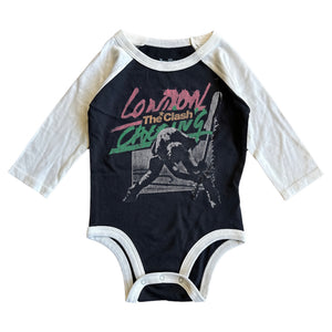 Rowdy Sprout The Clash London Calling l/s Raglan Onesie ~ Vintage Black/White