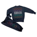 Rowdy Sprout Nirvana Smiley Sweatpants ~ Washed Black