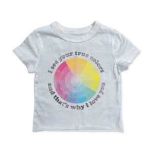 Rowdy Sprout Baby Girl True Colors s/s Fitted Tee ~ Vintage White