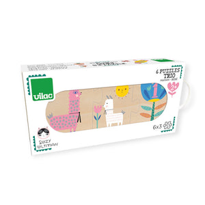 Vilac Suzy Ultman Mommy-Baby Wooden Puzzle Trios Set of 6