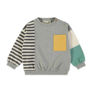 Babyclic Colorblock Sweatshirt & Striped Sweatpants Set ~ Grey/Graphite