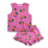 Bobo Choses Girls Tangerine Tank Top & Ruffled Shorts Set ~ Purple