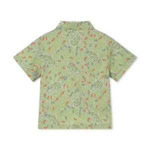 Mayoral Baby Boy Chameleon Print s/s Woven Shirt ~ Matcha