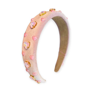 Bari Lynn Padded Velvet Heart Headband ~ Light Pink