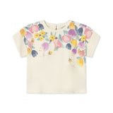 Mayoral Baby Girl Flowers Top & Shorts w/ Trim Set ~ Bone/Lilac