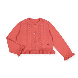 Mayoral Baby Girl Knit Ruffle Cardigan ~ Clay