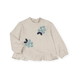 Mayoral Baby Girl Ruffle Sweatshirt & Leggings Set ~ Oatmeal/Navy