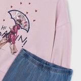Mayoral Girls 3D Sweatshirt & Flared Leggings Set ~ Mauve
