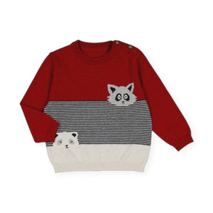 Mayoral Baby Boy Knit Sweater & Dress Pants Set ~ Cherry/Grey