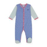 Petit Bateau Front Snap Multi Stripes Footie ~ Blue Multi