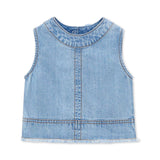 Mayoral Girls Sleeveless Denim Top & Sailor Shorts Set ~ Light Wash