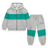 Bobo Choses Smiling Zip Hoodie & Joggers Set ~ Heather Grey/Green