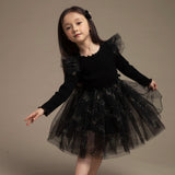 Petite Hailey l/s Mila Jewel Tutu Dress ~ Black