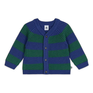 Petit Bateau Baby Knit Striped Cardigan ~ Blue/Green