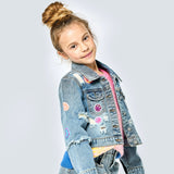 Hannah Banana Vintage Jean Jacket w/ Sequin Patches ~ Stonewash