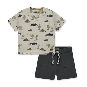 Babyface Baby Boy Desert Print s/s T-Shirt & Sweat Shorts Set ~ Off White/Antra