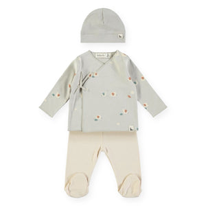 Babyclic Printed Kimono Top, Pants & Hat Set ~ Mini Animals