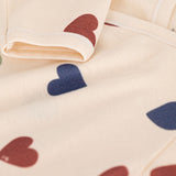 Petit Bateau Side Snap Multi Color Hearts Footie ~ Cream Multi