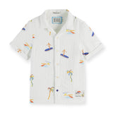 Scotch & Soda Boys s/s Printed Gauze Shirt ~ Surf Palm