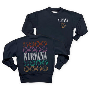 Rowdy Sprout Nirvana Smiley Crewneck Sweatshirt ~ Washed Black