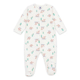 Petit Bateau Front Snap Dog & Tree Print Footie ~ White Multi
