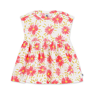 Petit Bateau Baby Sleeveless Big Flower Print Dress ~ White Multi