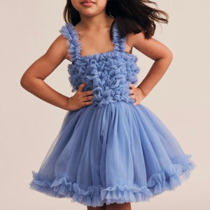 Huxbaby Girls Tulle Cha Cha Dress ~ Bijou Blue