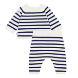 Petit Bateau Striped Knit Sweater & Pants Set ~ White/Navy