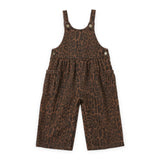 Rylee + Cru Baby Ruffle Onesie & Wide Leg Overalls Set ~ Black/Leopard
