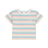Petit Bateau Baby Multi Striped s/s Tee w/ Ice Cream Patch & Shorts Set ~ White Multi/Blue