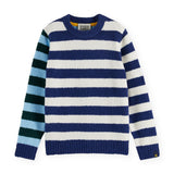 Scotch & Soda Boys Yarn-Dyed Soft Knit Pullover ~ Blue/Cream Multi Stripe