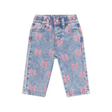 Huxbaby Ballerina Hux Embroidered l/s T-Shirt & Dreamy Denim Cherry Paperbag Pants Set ~ Vintage Pink/Denim Multi