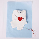 Petit Bateau Knit Heart Sweater & Pants Set ~ White