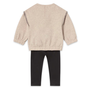 Mayoral Baby Girl Croissant Sweatshirt & Leggings Set ~ Cookie/Black