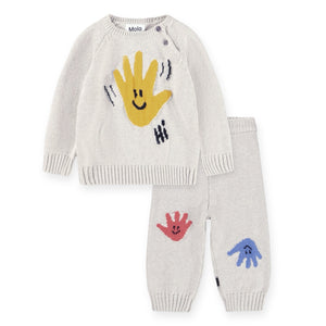 Molo Baby Bless Knit Sweater & Sol Pants Set ~ Happy Hands