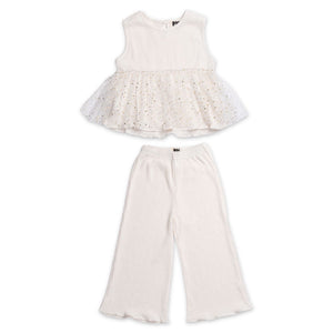 Petite Hailey Elise Pleated Top & Pants Set 7-12 ~ Ivory