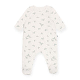 Petit Bateau Side Snap Seal Print Footie ~ White/Green