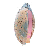 Bari Lynn Cotton Tie Dye Fully Jeweled Knot Headband