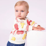 Petit Bateau Baby Hearts Print Sweatshirt ~ White