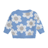 Huxbaby Daisy Scalloped Knit Cardi, Ribbed l/s Top & Leggings Set ~ Seaside/Almond Milk