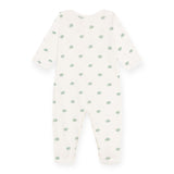 Petit Bateau Front Snap Frog Print Footie ~ White Multi