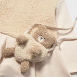 Mayoral Baby Girl Bi-material Sherpa Dress w/ Bear Bag ~ Light Khaki