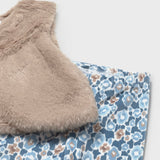 Mayoral Baby Girl Faux Fur Vest, l/s Tee & Leggings 3pc Set ~ Blue Bell